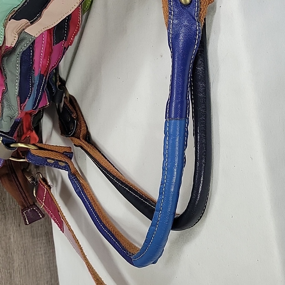 Multi-Color Patchwork Leather Tote Bag - image 6